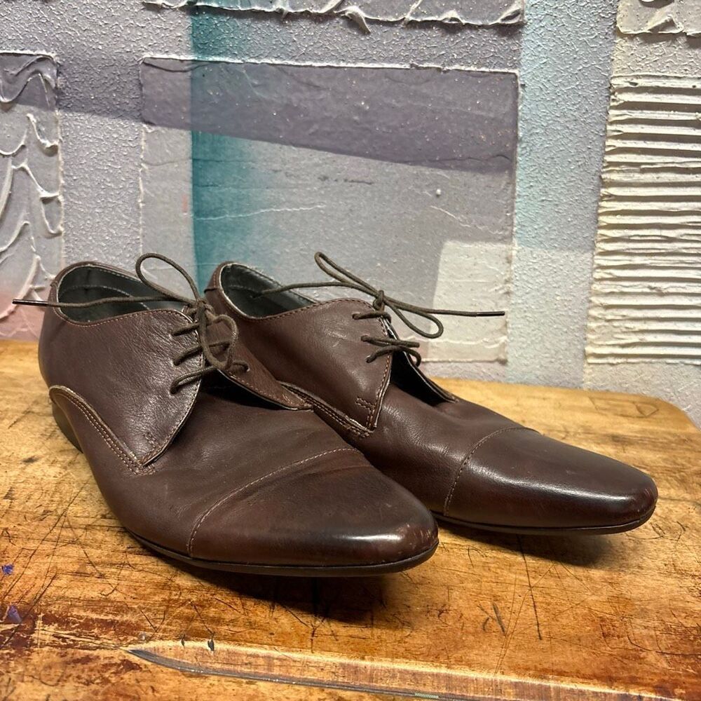 TOPMAN Brown Cap Toe Derby Dress Shoes Men’s 41 Theater Business Professional